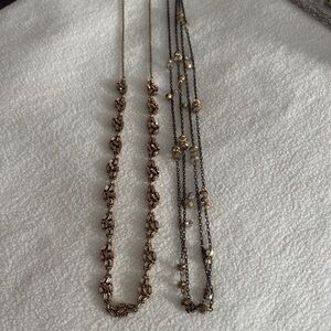 Ann Taylor Bronze and Gold Necklace Set